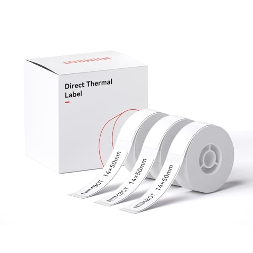 NIIMBOT Label Maker Tape for D11/D110/D101 Label Maker, 14 x 50 mm (0.55'' x 1.97'') 125 Tapes/Roll, 3-Roll, Thermal Label Tape for Home Office Labeling Tape Replacement, White
