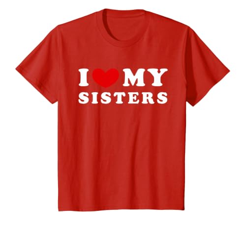 I Love My Sisters, I Heart My Sisters T-Shirt, Youth, Red, X-Small