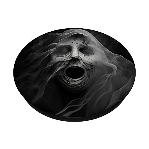 Creepy Ghost Face for Halloween PopSockets Swappable PopGrip, Black - Image 2