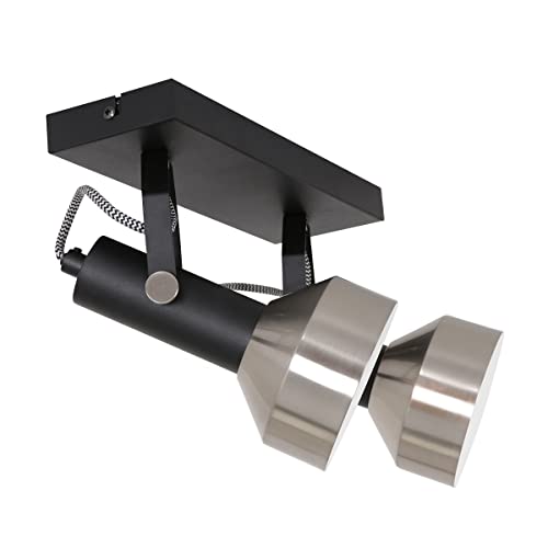 Deckenleuchte Acier 3338ZW Schwarz, 2 x E27-Fassung, dreh- und neigbar, Kunststoff und Metall, modern, Mexlite