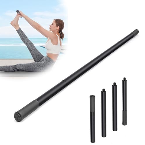 Yoga Stick 1,5 m, Verstellbarer Stahl Fitness Stretch Stick für Mobilität Flexibilität Balance, Vielseitiger Trainingsstab Schaumstoffgriffen für Dehnausrüstung Rehabilitation Haltungskorrektur