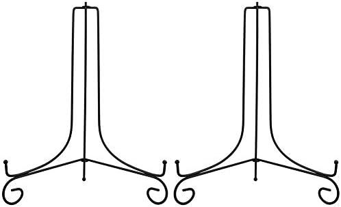 (2 Pack) Iron Display Stand Large Black Iron Easel Plate Display Photo Holder Stand, Displays Picture Frames,Decorative Plates, Tablets and Art 15 Inch