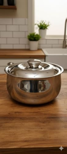 Image of AERO Homes Stainless Steel Heavy Grade Serving Bowl 1 Pc Set - Double Wall Insulated Hot & Cold Serving Bowls for Kitchen and Dining | Multipurpose Bowls | Set of 1-(1500ml)