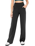 Yogaration Pantalon Femme Taille Haute Jambe Large, Effet Gainant avec Poches Profondes, Tissu Doux et Extensible pour Sport et Usage Quotidien, XXL