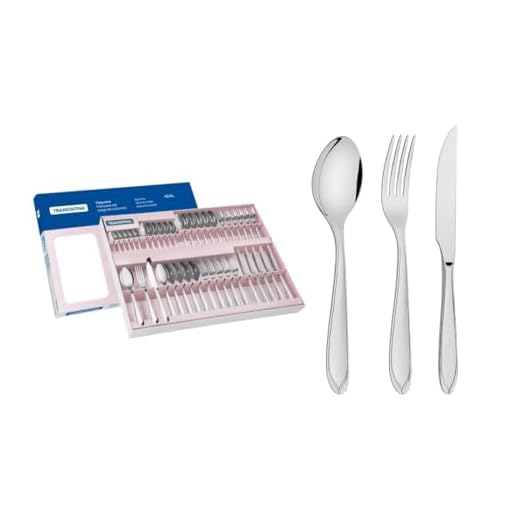 Faqueiro Aço Inox com Faca para Churrasco com 42 Peças Tramontina Laguna.