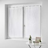Douceur d'Intérieur Haltona Paire Droite Passants Effet Lin Tisse Haltona Polyester, Blanc, 120x60 cm