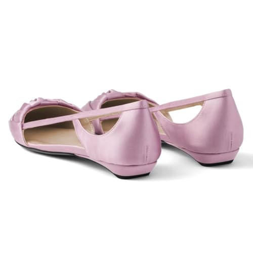 XYD Women Closed Pointed Toe D'Orsay Flats Cut-Out Low Heel Spring Summer Satin Commute Date Comfy Shoes4