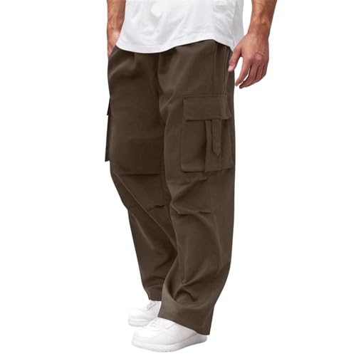Men's Casual Cargo Pants Lightweight Stretch Hiking Sweatpants Solid Color Drawing Baggy Cargo Pants Men
