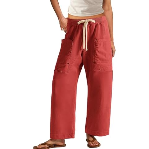 Panadila Women Wide Leg Pants Drawstring Barrel Sweatpants Baggy Cargo Pants Lounge Trousers with Pockets (Red,M) Cover