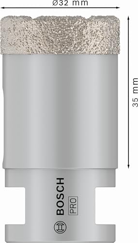 Bosch 1x PRO Multi Material Diamanttrockenbohrkronen für 22,23‑mm-Bohrung und kleine Winkelschleifer (für Fliesen, Harte Fliesen, Ø 32 mm, Professional Zubehör Kleiner Winkelschleifer)