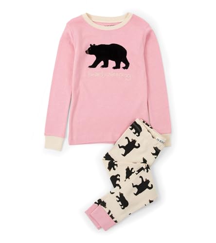 unisex-kids Long Sleeve Printed Pajama Set, Pink Bearly Sleeping, 2 Years