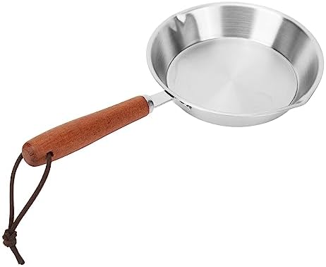 Miniatura 2 de Mini sartén de acero inoxidable, antiadherente con mango de madera maciza para cocina de inducción, sartén portátil para restaurante doméstico (6.3