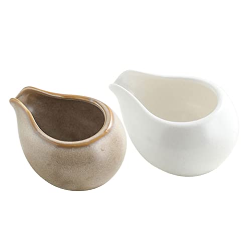 STOBAZA 2pcs Ceramic Milk Cup Sauce Bowl Milk Sauce Kettle Mini Dipping Bowl Gravy Boat Coffee Cup Honey Container Small Milk Pitcher Creamer Jug Coffee Mug Honey Syrup Sauce Boat Ceramics