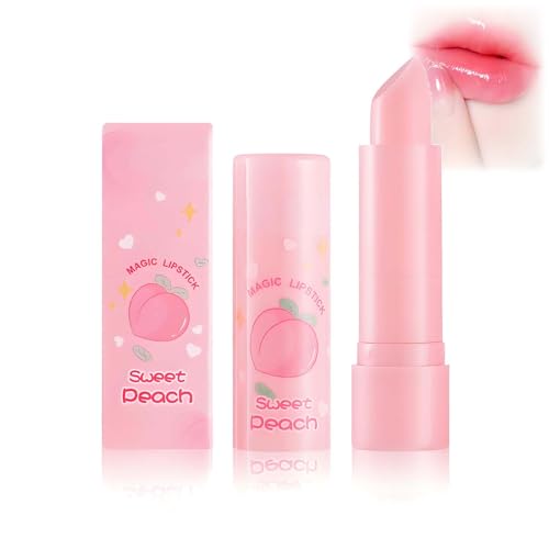Image of Sweet Peach Magic Lipstick Temperature Colour Change Lip Balm for Customised Natural Tint - Moisturising Non-Sticky Glossy Finish Long Lasting Hydration Lightweight Smooth Texture Stick for Women