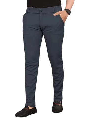 Image of Men's Everyday Wear Trousers | Regular Fit Solid Pants with Button | Smart and Comfortable Bottomwear (Pack of 1)