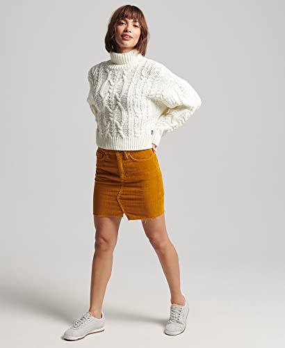 Superdry Mini Jupe en Jean pour Femme., Turmeric Tan Cord, 24W régulier