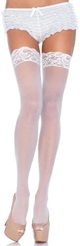 Leg Avenue Women's Nylon Sheer Stockings With Lace Top