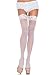 Leg Avenue Women's Sheer Thigh High Stockings with Lace Top ,White