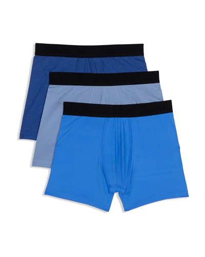 Calvin Klein Kids Boys' Performance Boxer Brief Underwear 3-Pack, Victoria Blue Heather/Faded Denim/Captains Blue, Medium