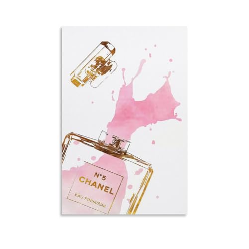 Image of BanLaArt Fashion Gold Perfume Bottle With Pink Splash Canvas Print Poster Decorative Painting Canvas Wall Art Picture Print Modern Family Bedroom Decor 16x24inch(40x60cm), style-2