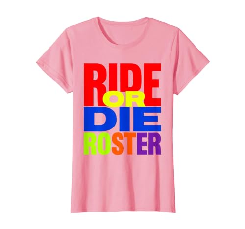 Ride or Die Roster Fantasy Football Design T-Shirt, Women, Pink, Medium