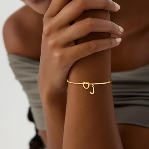Image of Eaciy Initial Braclets for Girls Women - Teen Girls Gifts Trendy Stuff 18K Gold Plated Knot Initial Letter Bracelets Dainty A - Z Letter Bracelet Birthday Gifts for Girl Women Age 5-16