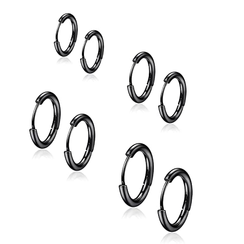 Kstudent 4 Pairs Titanium Steel Hoop Earrings for Men Women, Huggie Loop Hypoallergenic Cartilage Piercing Earrings Set