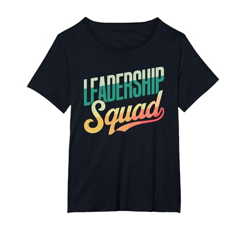 Leadership Squad, Team Leader Management Motivation Crew T-Shirt, Women's Plus, Black, 6X