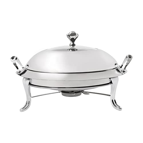 soudesileim Set da 3 litri rotondo Chafing Dish, 28 cm, in acciaio inox, scaldavivande con coperchio traspirante, contenitore per catering, buffet e feste (argentato)