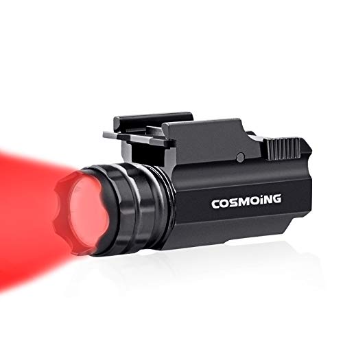 COSMOING 400 Yards Red LED Gun Flashlight Tactical Rail Mounted with Quick Release, Fits Glock Taurus Ruger Springfield H&K S&W
