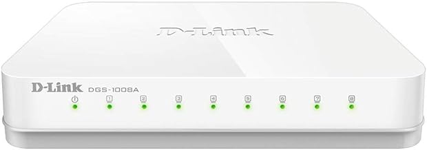 D-Link DGS-1008A 8-Port Gigabit Easy Desktop Switch (White), 11.1 x 9.8 x 16.4 cm