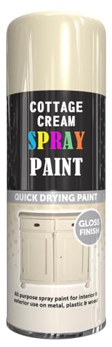 SCHNAZZ 1 x All Purpose Cottage Cream Aerosol Spray Paint 400ml Fast Dry, Quick Drying Spray and Excellent Coverage for Wood, Metal, Plastic, Glass and More