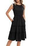 Vestido de verano para mujer con cintura elástica, sin mangas