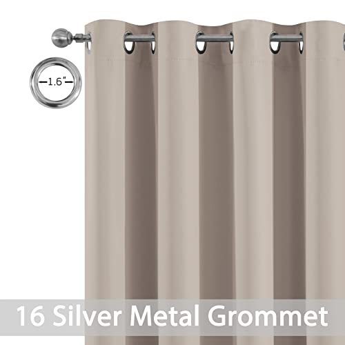 Yakamok Tatal Blackout Thermal Insulated Curtains, Noise Reducing Barrier Panel for Sliding Glass Door, Full Light Blocking Patio Door Extra Wide Curtains, Natural, W100 x L96, 1 Panel