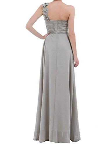 Iiniim Women's Chiffon One-Shoulder Evening Prom Gown Wedding Bridesmaid Long Dress Gray Us Size 16 #TOP3