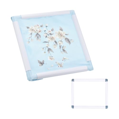 Aros de bordado para evitar arrugas en telas de costura con marco rectangular azul