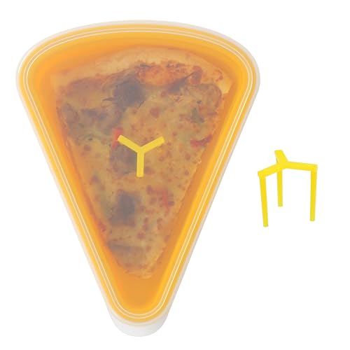 KEVJES 4-Pack Reusable Silicone Leftover Pizza Slice Storage Container with Air-tight Lids-BPA Free,Fits Single Slice up to 16",On-the-go Bento Style,Microwave & Dishwasher Safe(2 Green+2 Yellow) by KEVJES - Image 4