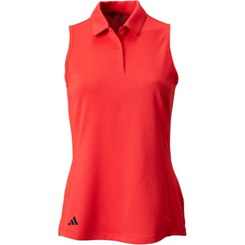 adidas Womens Texture Sleeveless Golf Polo Shirt Bright Red XS