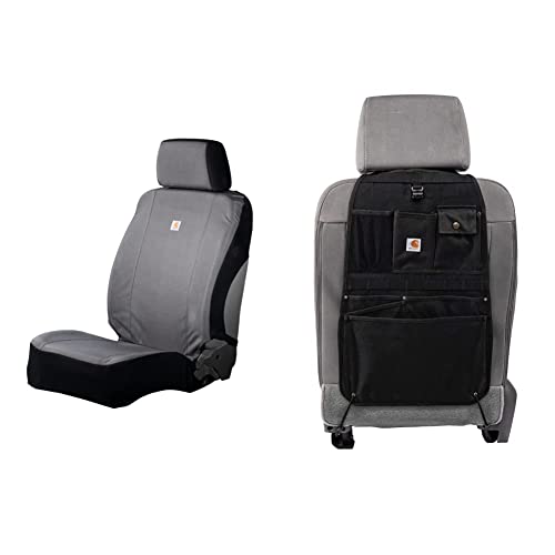 Carhartt Universal Nylon Duck Canvas Bucket Seat Covers + Organizer (Black)