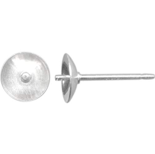 Adabele 200Pcs Hypoallergenic Earring Posts Silver Plated Brass Stud Earrings 6Mm Setting Pearl Cup With Earnut Safety Backs Cf219-6 #TOP5