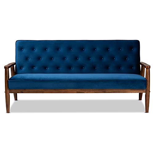 Baxton Studio Sofas, One Size, Navy Blue/Brown #TOP18