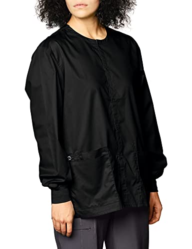 Wonderwink Snap Front Jacket Outerwear, -Black, X-Large #TOP4