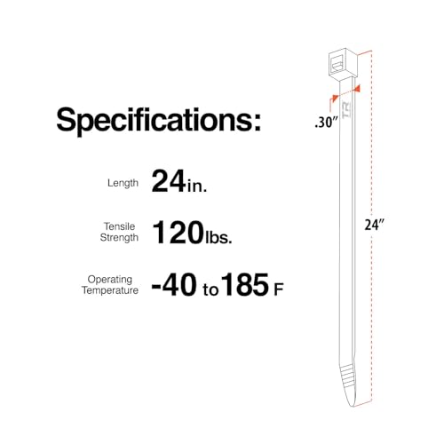 TR Industrial Multi-Purpose Natural Cable Ties, 24 inches, 50 Pack by TR Industrial - Image 5