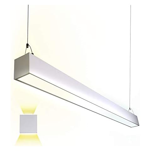 Euri Lighting EUD4-50W103sw-W, Linkable 4FT Dual CCT Tunable Linear Up/Down Light, 50W, 6500lm, 3000K/4000K/5000K, 120-277V, Damp Rated, 0-10V Dimmable, ETL & DLC Certified, 5YR 50K HR Warranty White Cover