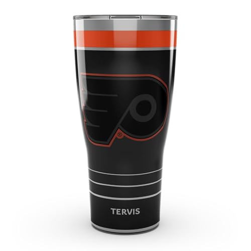 Tervis Traveler NHL Philadelphia Flyers - Night Game Made in USA Double Walled Insulated Tumbler Travel Cup Keeps Drinks Cold & Hot, 30oz, Stainless Steel
