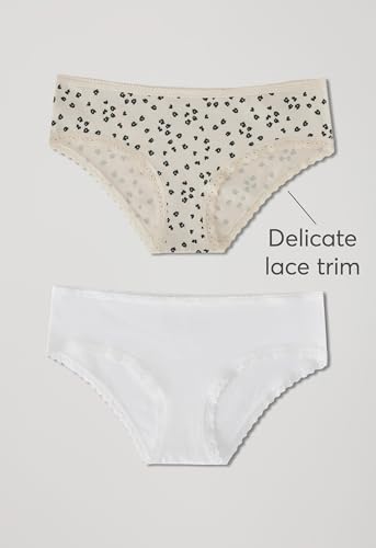 Image of Pact Women's Organic Cotton Soft Hipster Panties, No Show Design Cheeky Bikini Underwear, 2 Pack