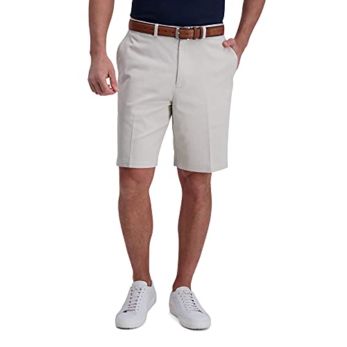 Haggar Men's Flat Front Solid Stretch Walk Short, Putty, 42