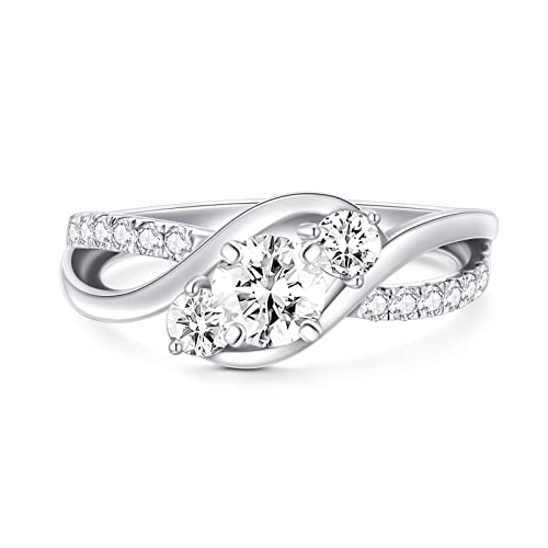 Moissanite Engagement Nings for Women 2 Style Platinum Plated Silver ring Twisting Moissanite Rings2