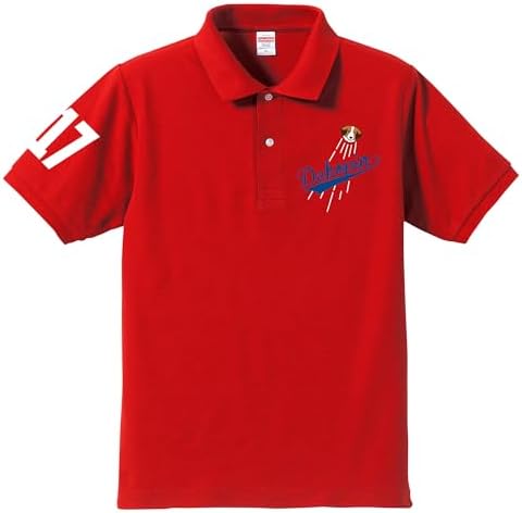 （17:00時点） [Taka Shirt] デコピン 犬ポロシャツ いぬ コーイケルホンディエイラスト 大谷 Dekopin 父の日 ギフト (S, 赤)
