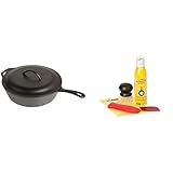 Lodge L10CF3 Cast Iron Covered Deep Skillet, Pre-Seasoned, 5-Quart & Seasoned Cast Iron Care Kit